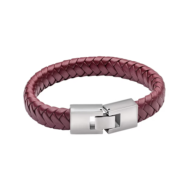 Fred Bennett Men's Burgundy Leather Bracelet With Statement Clasp