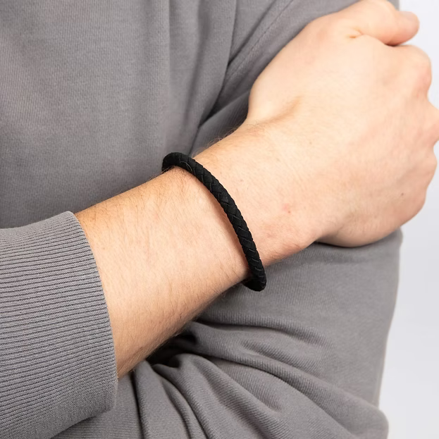 Fred Bennett Men's Woven Black Suede Bracelet