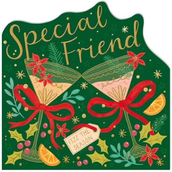 Woodmansterne 'Fizz The Season Special Friend' Christmas Card