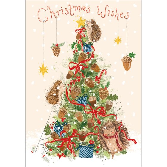 Woodmansterne 'Hogs And Holly Christmas Wishes' Christmas Card