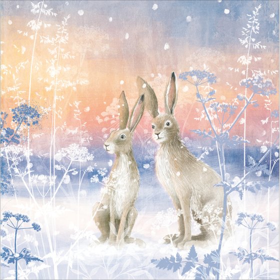 Woodmansterne 'Hazy Hares' Christmas Card