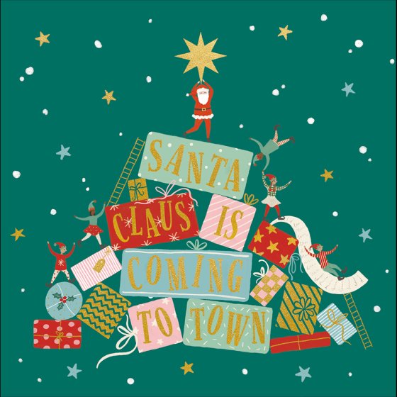 Woodmansterne 'Santa's Coming to Town' Christmas Card