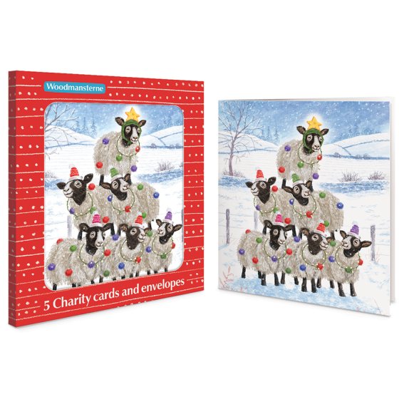Woodmansterne 'Sparkling Sheep' Christmas 5 Card Box