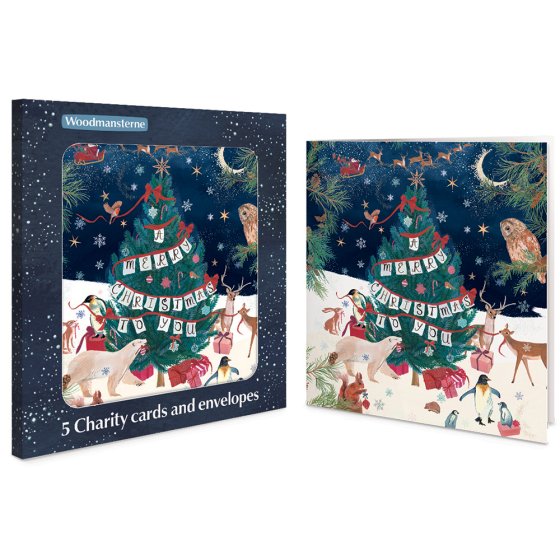 Woodmansterne 'Around The Tree' Christmas 5 Card Box