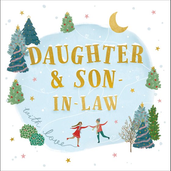 Woodmansterne 'Starlight Skating Daughter & Son In Law' Christmas Card