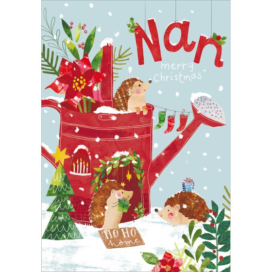 Woodmansterne 'Hedgehog House Nan' Christmas Card