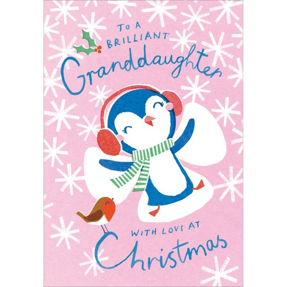 Woodmansterne 'Snow Angel To A Brilliant Granddaughter' Christmas Card