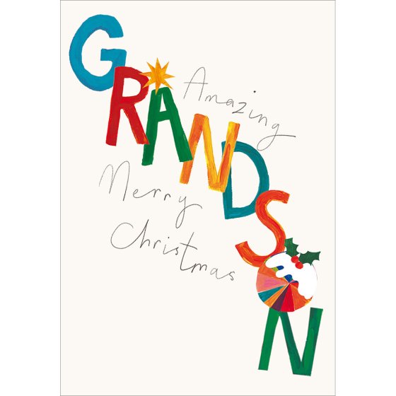 Woodmansterne 'Very Merry Grandson Amazing Grandson' Christmas Card