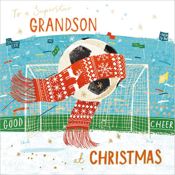 Woodmansterne 'Christmas Cheer To A Superstar Grandson' Christmas Card