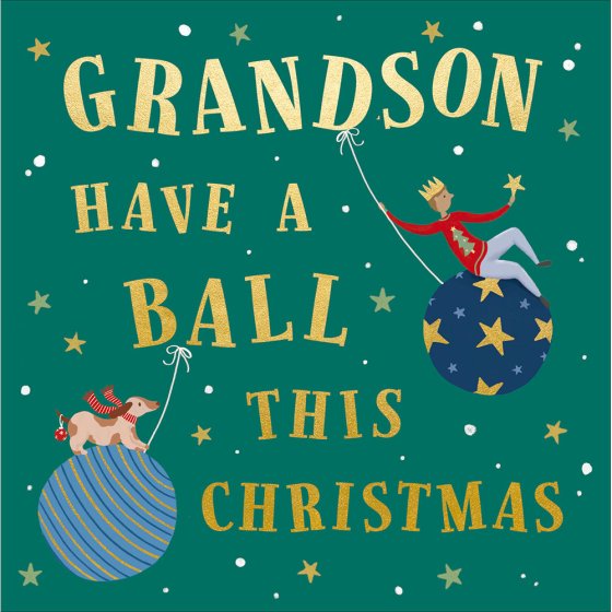 Woodmansterne 'Grandson Have A Ball' Christmas Card
