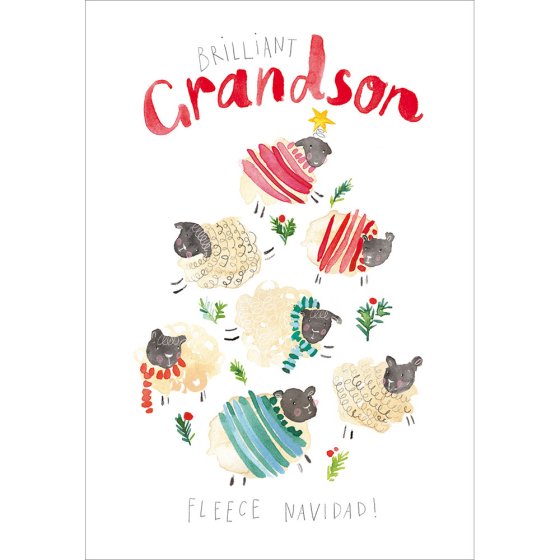 Woodmansterne 'Fleece Navidad Brilliant Grandson' Christmas Card