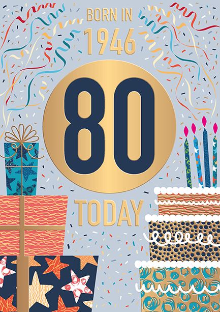 Words N Wishes '80 Born In 1946' Birthday Card