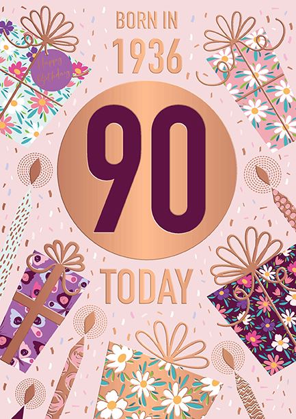 Words N Wishes '90 Born In 1936' Birthday Card