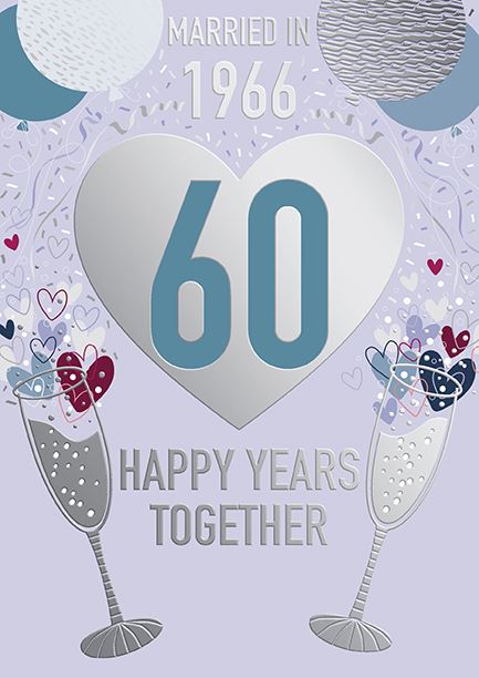 Words N Wishes 'Married In 1966 60 Happy Years Together' Anniversary Card