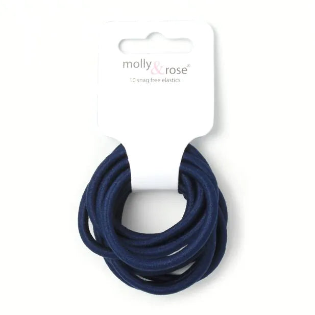 Molly & Rose Pack of 10 Navy Snag Free Hair Elastics
