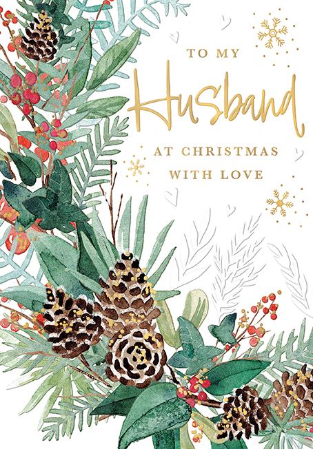 Words N Wishes 'To My Husband At Christmas With Love' Christmas Card