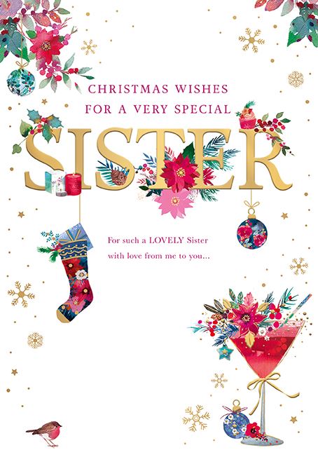 Words N Wishes 'Christmas Wishes For A Special Sister' Christmas Card