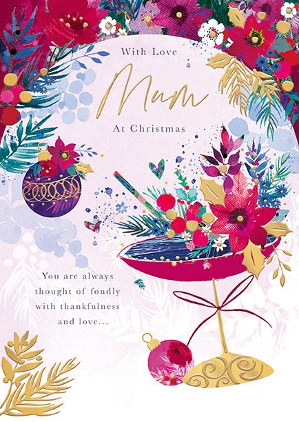 Words N Wishes 'With Love Mum At Christmas' Christmas Card