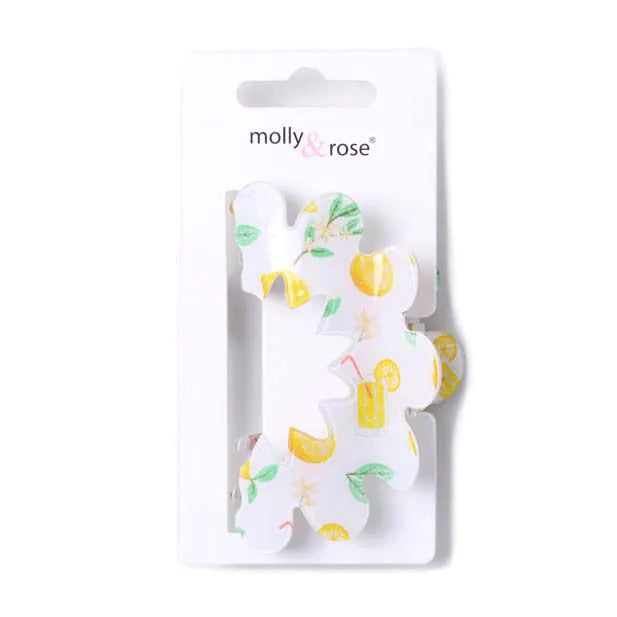 Molly & Rose Lemon Print ZigZag Clamp Clip