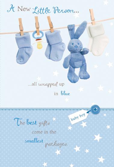 Words & Wishes 'A New Little Person All Wrapped Up In Blue' New Baby Card