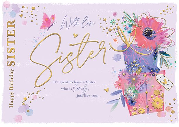 Words N Wishes 'With Love Sister' Birthday Card