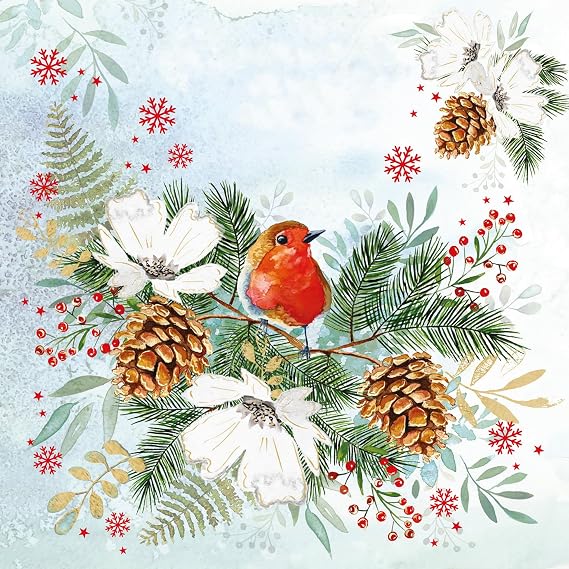 Räder Robin In Winter Christmas Napkins 33x33cm