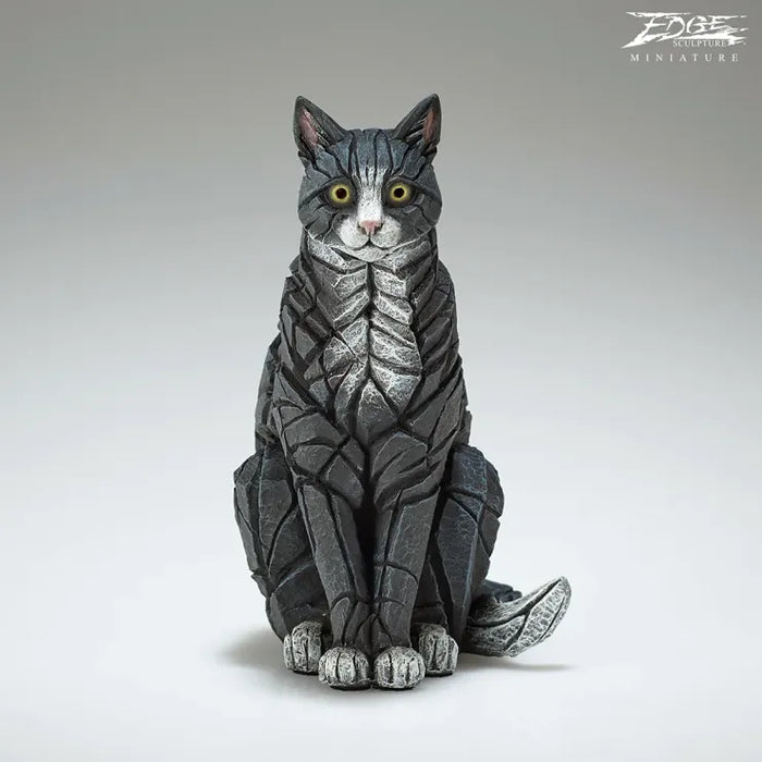 Edge Sculpture Miniature Sitting Black And White Cat