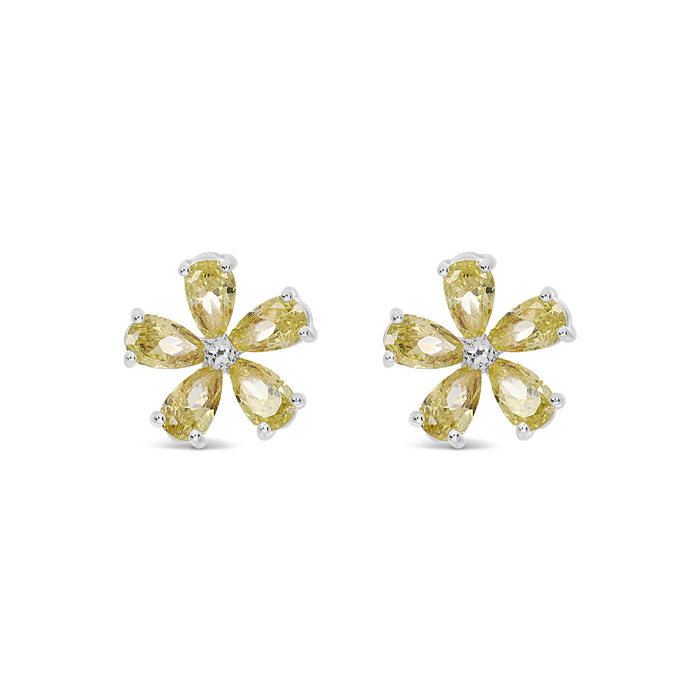 Park Lane Yellow Stones Flower Petal Silver Earrings
