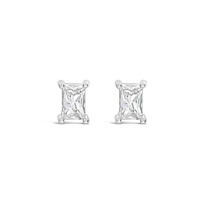 Park Lane White Stones Rectangular Silver Plated Earrings