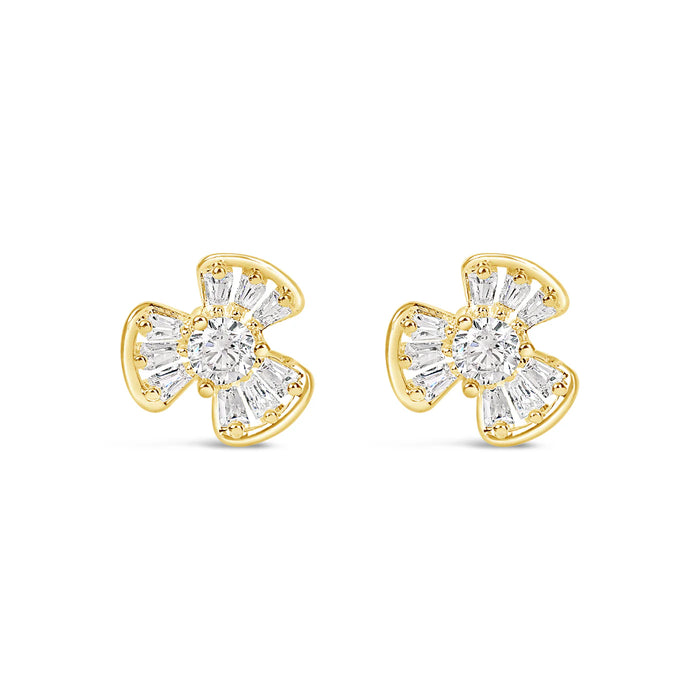 Park Lane White Stones Three Point Gold Earrings