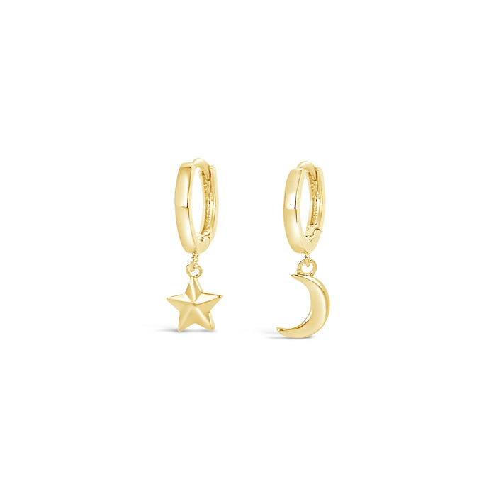 Park Lane Gold Plated Hoop Earrings with Moon and Star