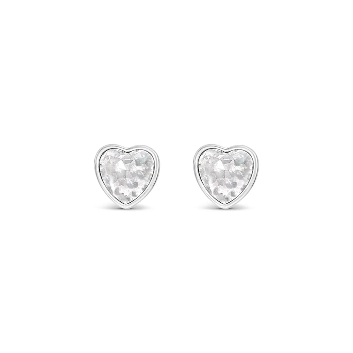 Park Lane Silver Plated Stud Earrings with Crystal Stone Hearts