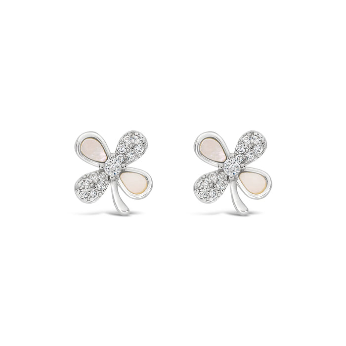 Park Lane Silver Plated Stud Earrings with Mother of Pearl and CZ Stones