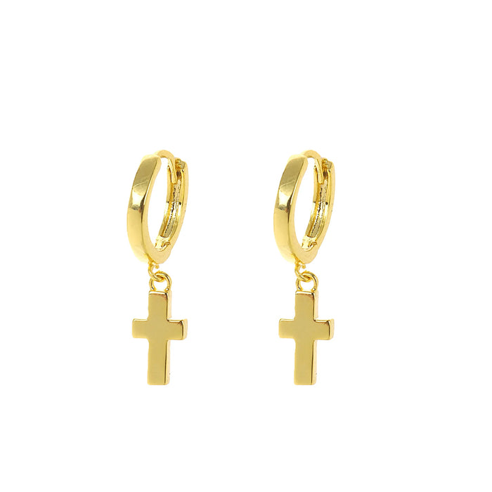 Park Lane Gold Plated Hoop Earrings with Cross