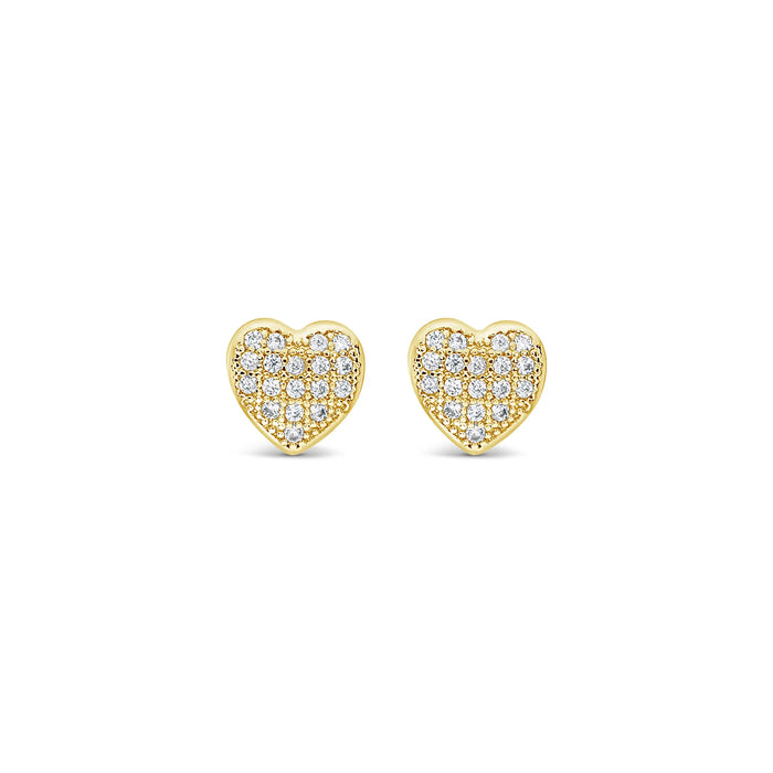 Park Lane Gold Plated Heart Stud Earrings with CZ Stones