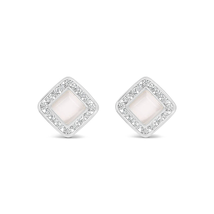 Park Lane Silver Plated Stud Earrings with Catseye and CZ Stones