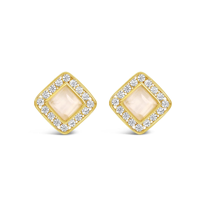 Park Lane Gold Plated Stud Earrings with Catseye and CZ Stones