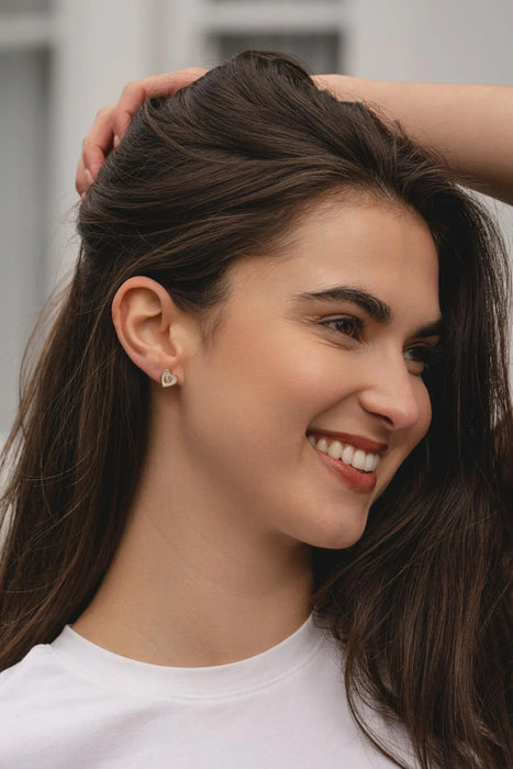 Park Lane Gold Plated Mother Of Pearl And Cubic Zirconia Heart Shaped Stud Earrings
