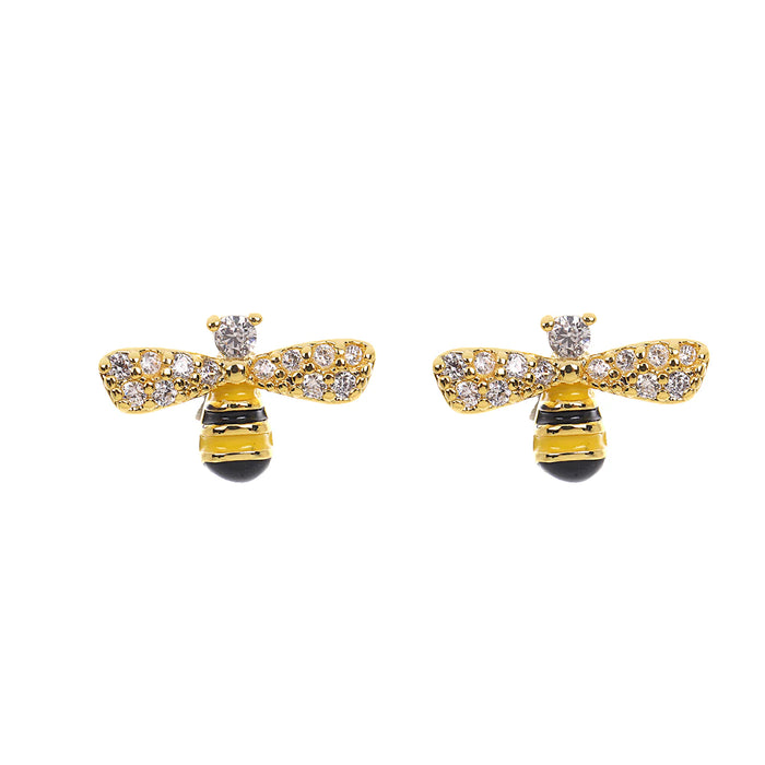 Park Lane Gold Plated Cubic Zirconia Bee Shaped Earrings