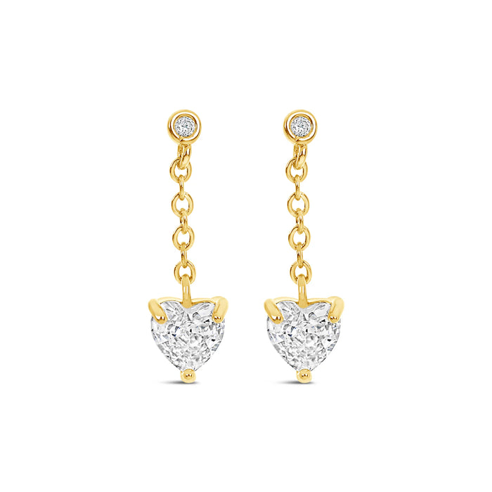 Park Lane Gold Plated Cubic Zirconia Heart Shaped Dangle Earrings