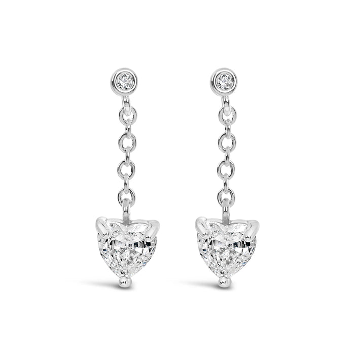 Park Lane Silver Plated Cubic Zirconia Heart Shaped Dangle Earrings