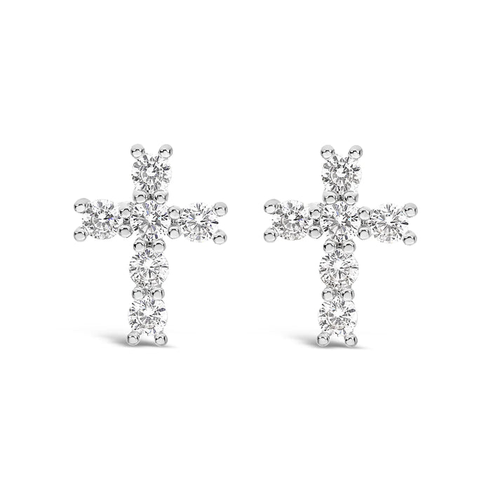 Park Lane Silver Plated Cubic Zirconia Cross Shaped Earrings