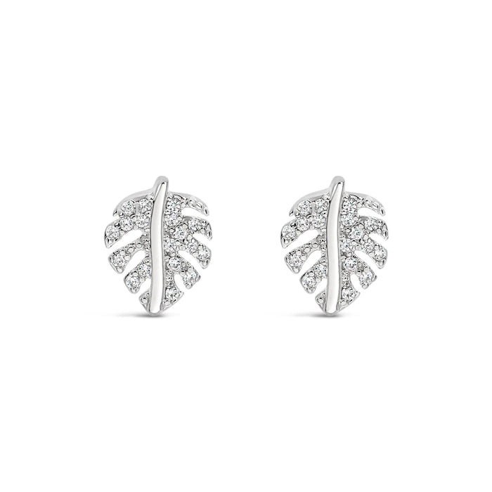 Park Lane Silver Plated Cubic Zirconia Leaf Shaped Earrings