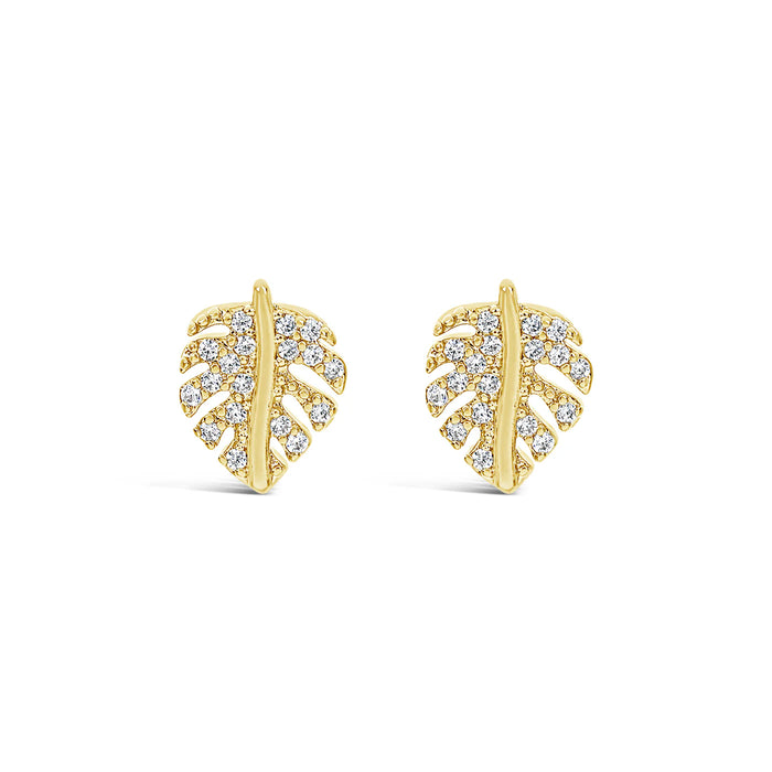 Park Lane Gold Plated Cubic Zirconia Leaf Shaped Earrings