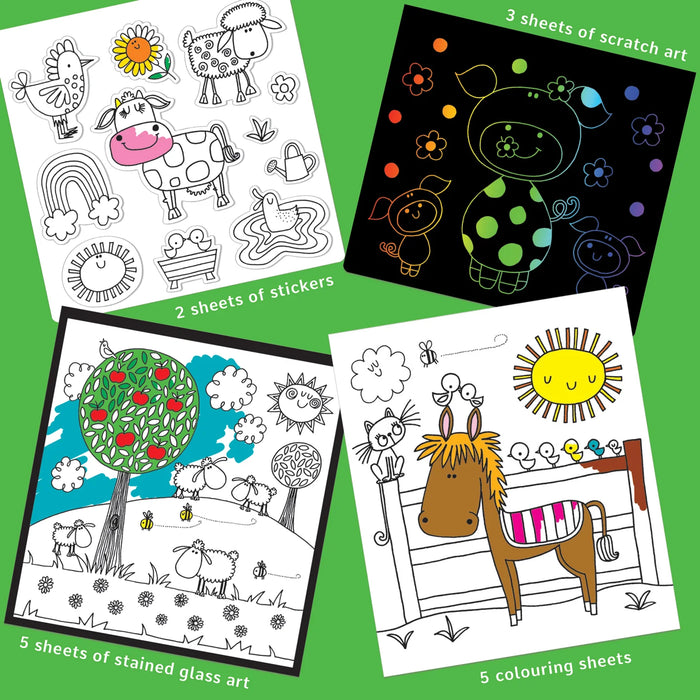 Rachel Ellen Activity Book With Scratch Art & Stickers - On The Farm