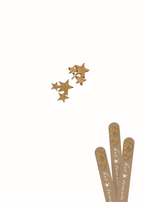 Hot Tomato Triple Star Stainless Steel And 18K Gold Studs