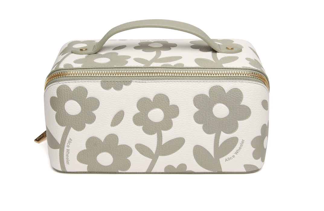 Alice Wheeler Pistachio Floral Train Case