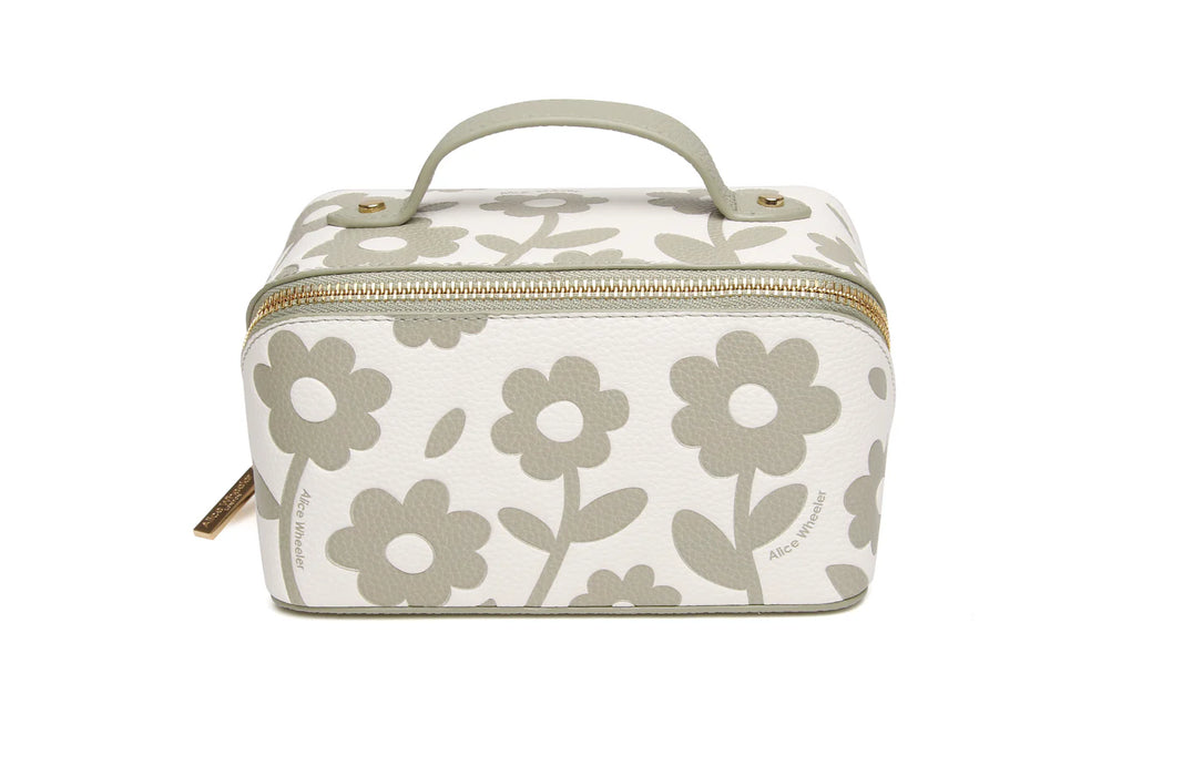 Alice Wheeler Pistachio Floral Mini Train Case
