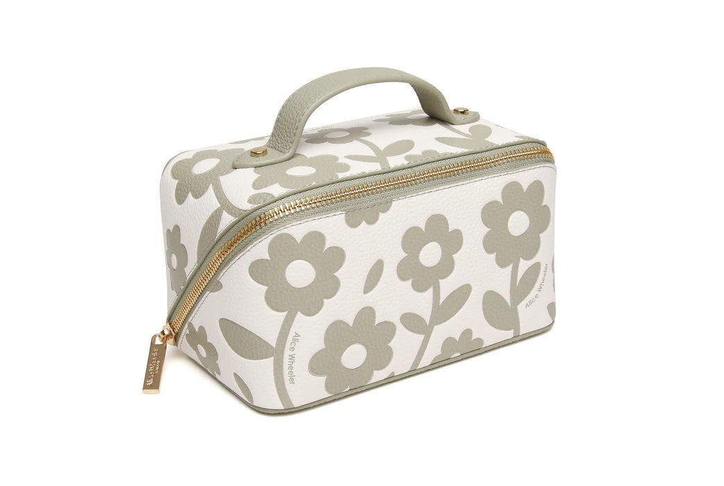 Alice Wheeler Pistachio Floral Mini Train Case