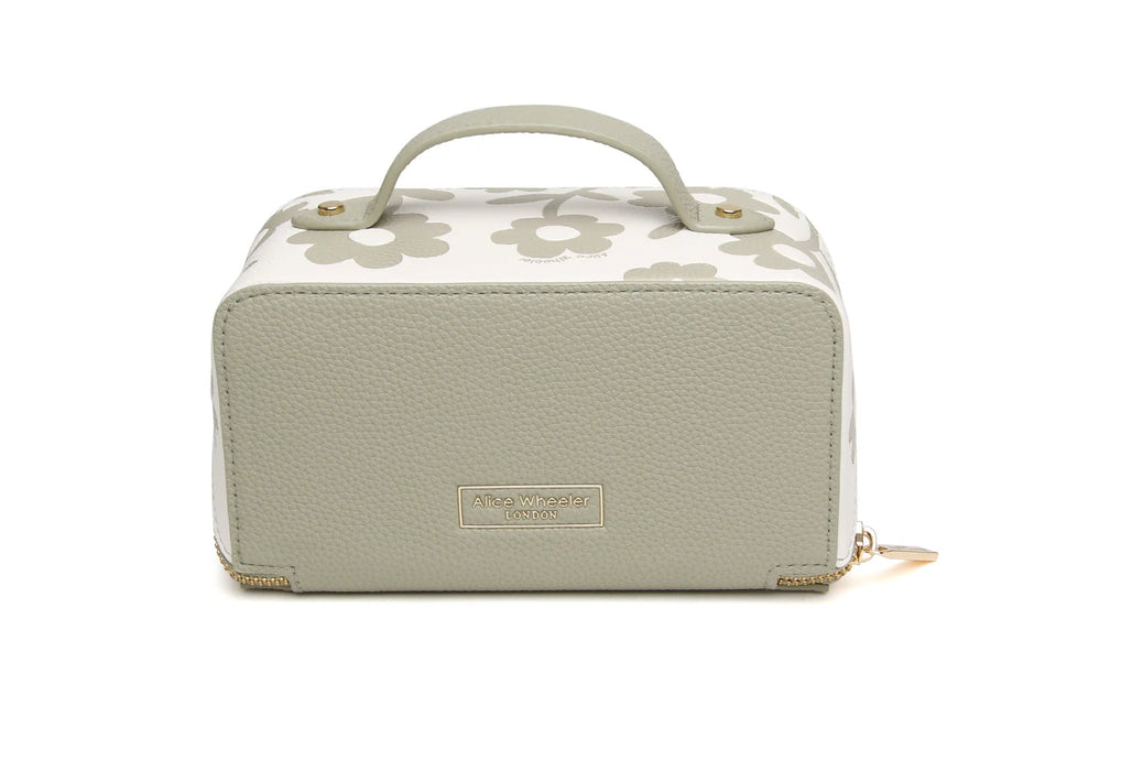 Alice Wheeler Pistachio Floral Mini Train Case